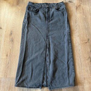 & Other Stories Faded Black Denim Midi Skirt